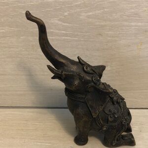 Antique Bronze Airavata elephant figurine good luck strength wisdom prosperity
